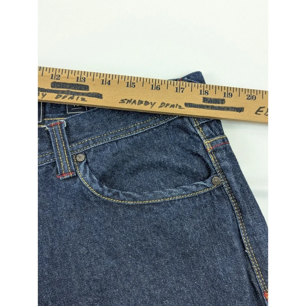 Akoo Jeans Selvedge Denim Dark Mens‎ 40x30 Blue Wide Embroidered Western - Picture 9 of 12